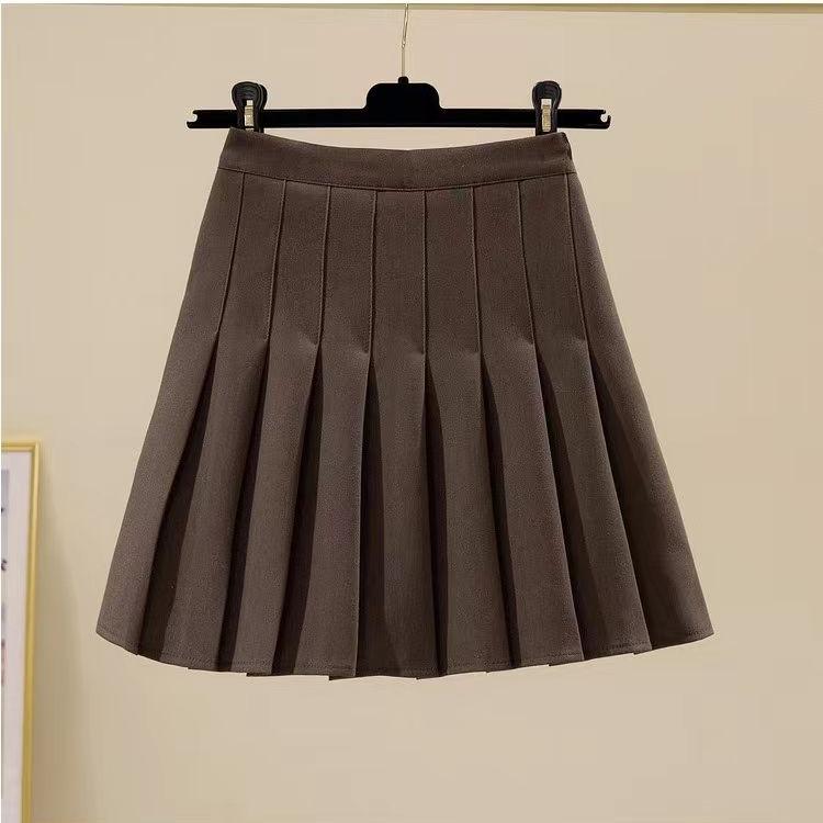 Stylish Grey Suit Skirt for Women, Pleated Mini Skirt with High Waistband