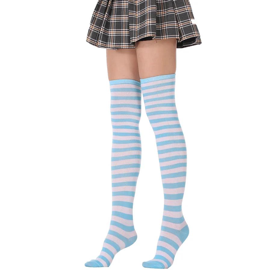 New Socks Long Tube Ladies Japanese Blue and White Striped Over-knee Socks Thigh Socks  Thigh High Stockings  Knee High