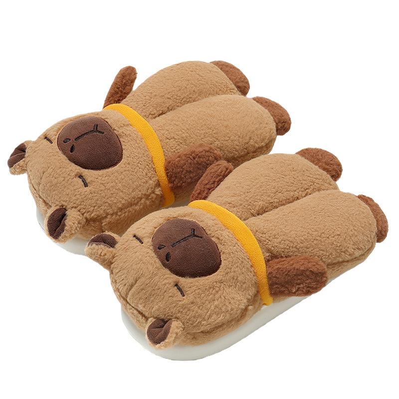 Cartoon Cotton Slippers Winter New Cute Kapibara Home Indoor Household Plush Cotton Shoes Winter