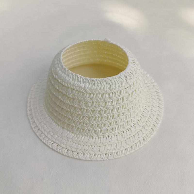 

Для сидячей вечеринки Шляпа Лабубу Шляпа из соломы с открытым верхом Плетеная шляпа Аксессуары для одежды для вечеринки Лабубу Стиль кантри Наряд Лабубу белый