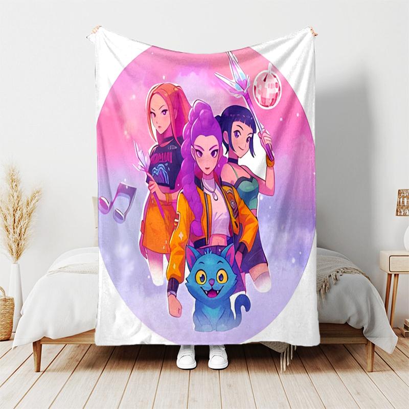 1pc Blanket Kpop Hunter7 Print Design, Lightweight Blanket for Sofa, Bed- Soft &Warm, Gift for All Seasons like Christmas, Halloween