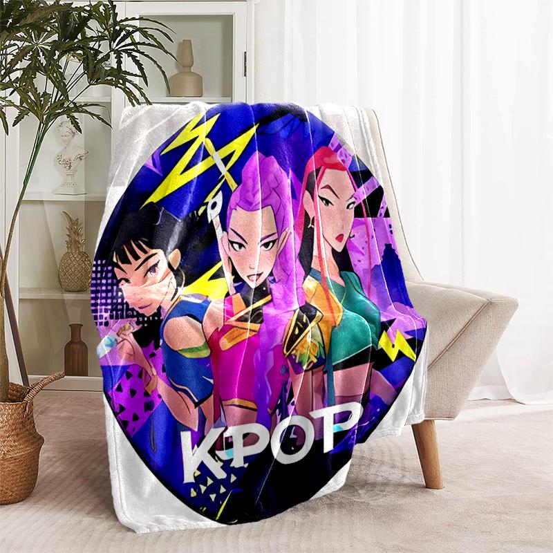 1pc Blanket Kpop Hunter7 Print Design, Lightweight Blanket for Sofa, Bed- Soft &Warm, Gift for All Seasons like Christmas, Halloween