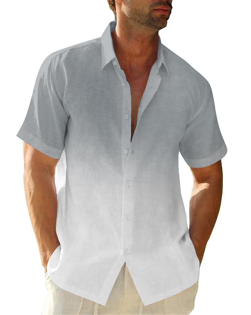 Men'S Summer Short-Sleeved Shirt Interface Color 3D Printing Trend Casual Lapel Shirt