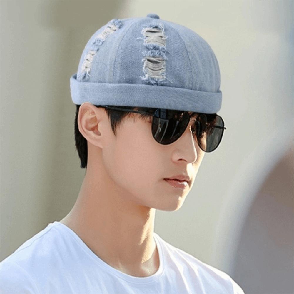 Dome Melon Docker Cap Denim Bucket Cap Fashion Brimless Hat  Outdoor