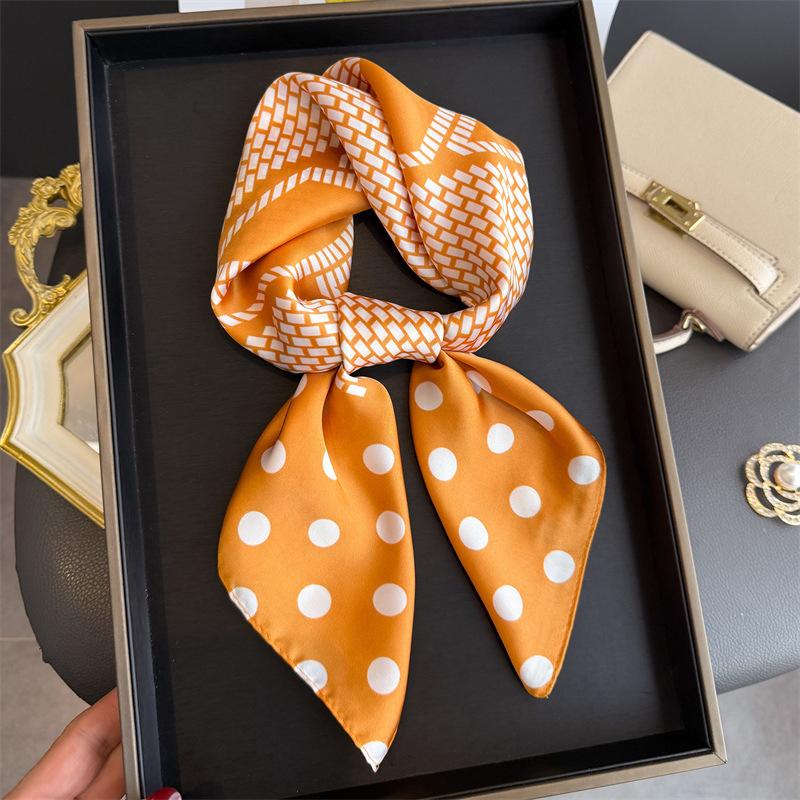 70Cm Dot Pattern Scarf Imitation Silk Square Scarf Women Neckerchief Female Luxury Square Scarves Satin Hijab Ribbon Bandana