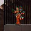 Exquisite Copper "Persimmon with Natural Lacquer Finish" Statue (GREEN) | New Chinese Style Feng Shui Decor for Wealth & Harmony, Perfect Home or