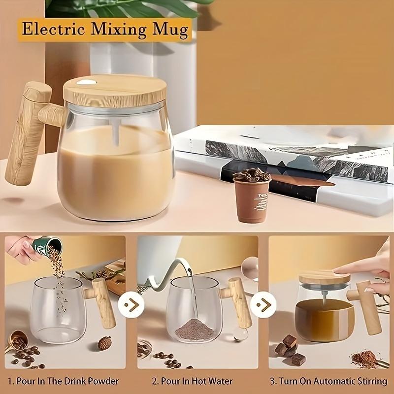 [Self Stirring Mug] 400ML Self Stirring Mug-Electric Mixing Cup with High Borosilicate Glass-Rotating Home Office Travel Stirring Cup for Coffee/Milk
