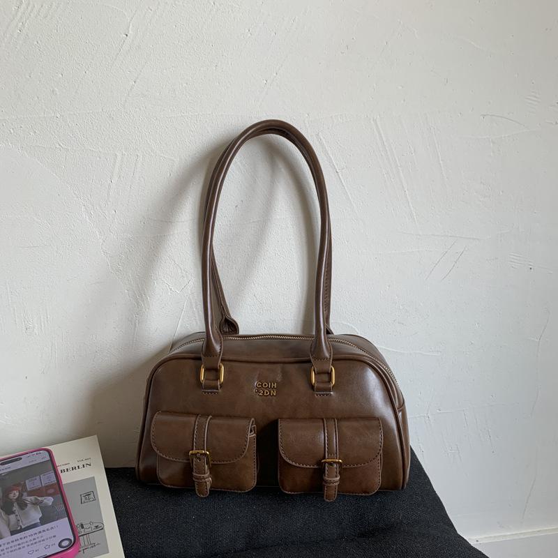 New Korean Retro Single-shoulder Bag, Fashionable and Trendy Casual Boston Bag, Stylish Bowling Bag