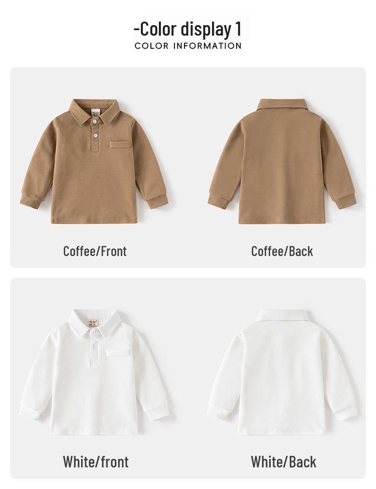 Children's 2024 Long-Sleeve Polo Shirt: Thickened Lapel Korean-Style Top for Boys - Autumn Collection.