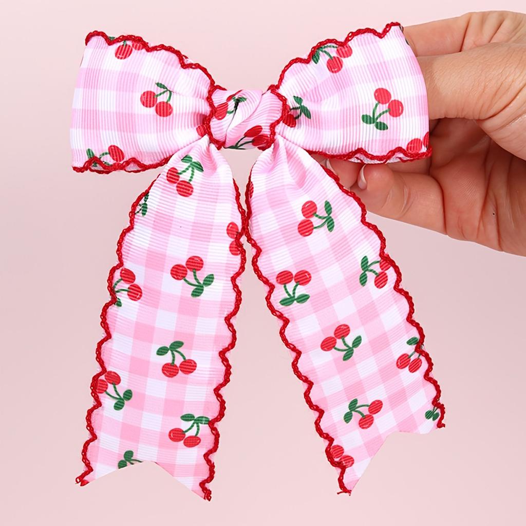 2pcs Cute Cherry Bow Hair Clips for Girls | Barrettes Sweet Hair Accessories for Daily Wear, Casual Formal Occasions, Birthdays