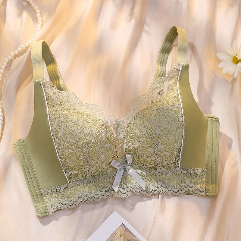 Twilight Clouds Double Breasts Anti-sagging No Steel Rim Lace Upper Support Adjustable Bra Set