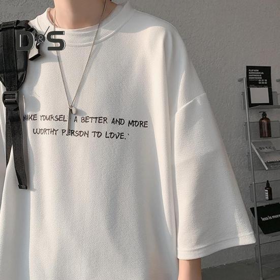Strečové letní tričko tenké populární muž letní Letter Print Top