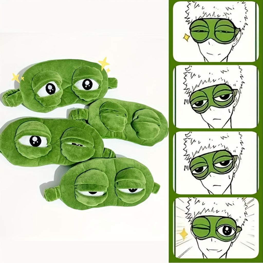 Maschera per Occhi a Rana Triste 3D per Dormire, Morbida Confortevole Mascherina da Viaggio, Unisex Adulti Bambini Blocca Luce Mascherina Occhi Design Portatile