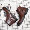 British Style Men's Pointed Toe Zipper Leather Boots - Formal/Casual, High Top, Ankle, Plus Size Available