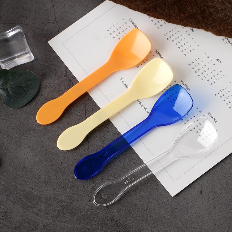 Transparent Disposable Dessert Spoon for Ice Cream, Mousse, Yogurt, Pudding, and Popsicles
