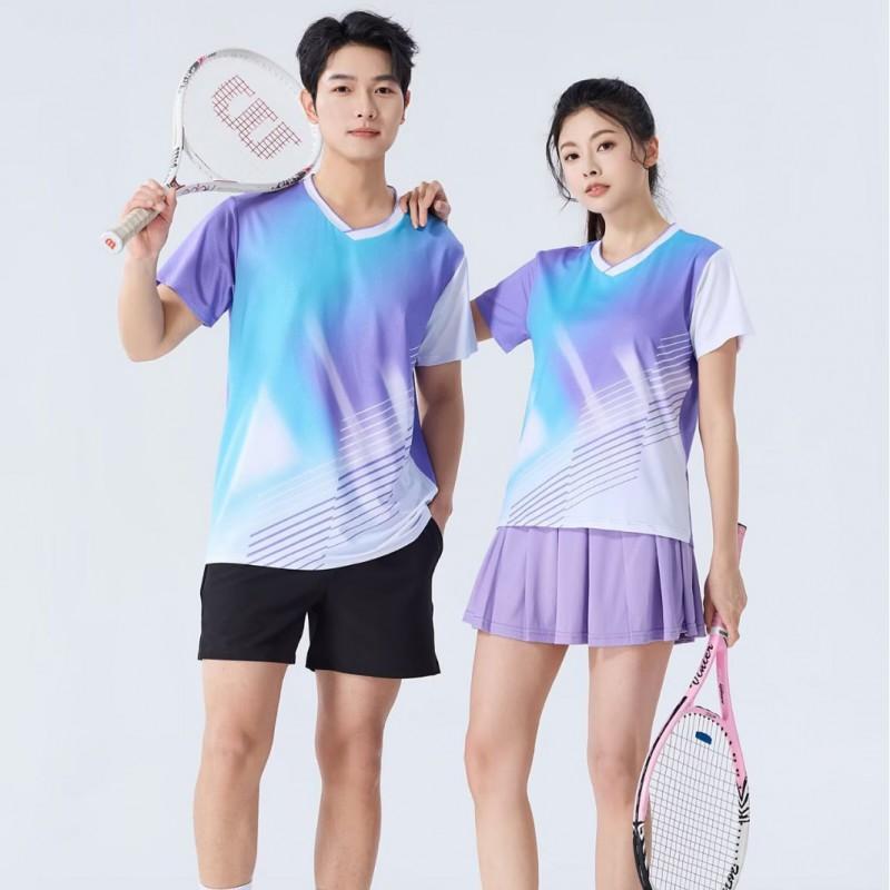 Breathable Ice Silk Sport Shirt Shorts Set Badminton Tennis Volleyball Table Unisex Athletic Wear