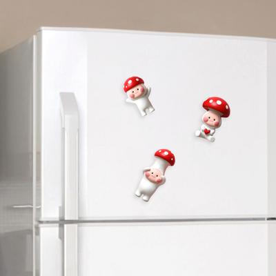 Red Mushroom Shape Refrigerator Magnet Sticker Photo Wall 3D Resin Magnetic Detachable Fridge Sticker Fridge