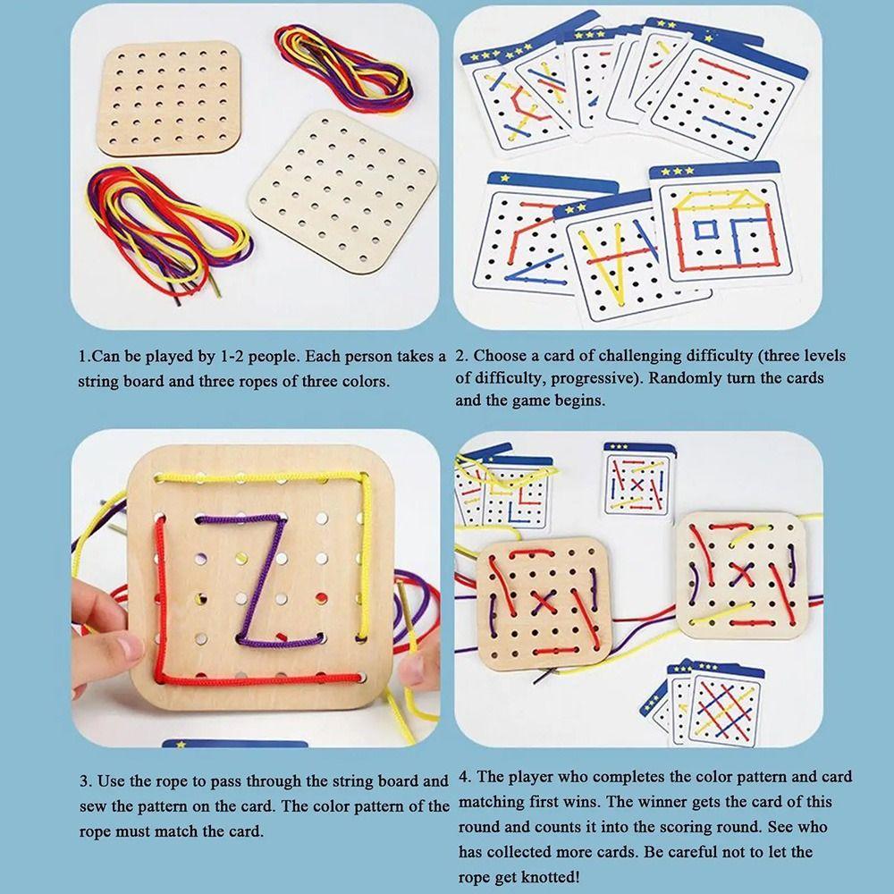 Interaction Montessori Wooden Rope Board Thinking Training Graphical Educational Toys  Social Games