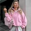 Top Monocolore di Nicchia Autunno e Inverno Stile Semplice e Pigro Felpe Sportive alla Moda da Donna