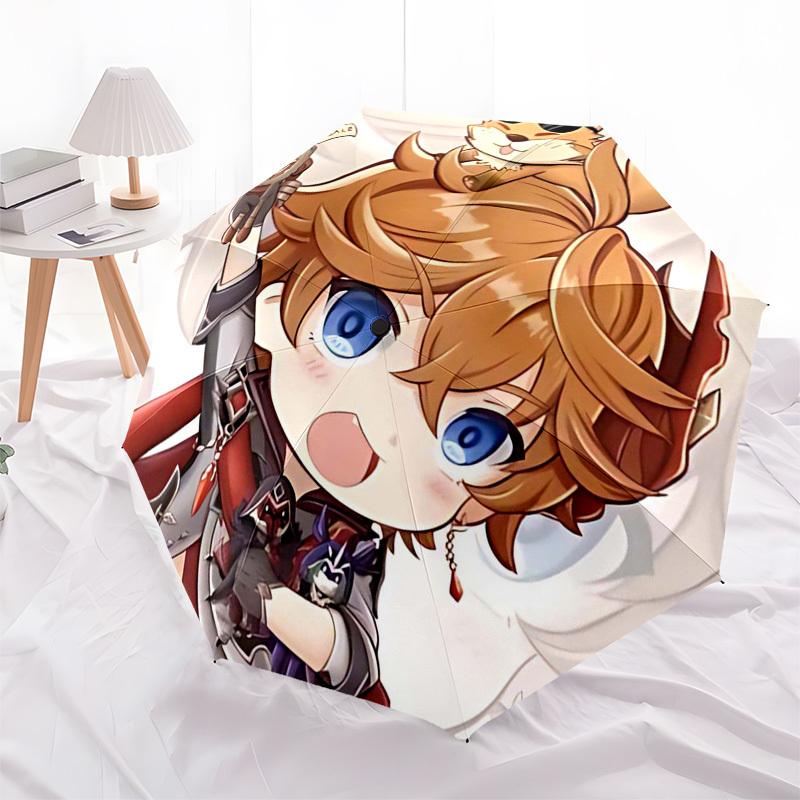 1 Stück Outdoor-Schirm mit süßem Anime-Charakter-Design - Automatisches Öffnen/Schließen, Tragbares 3-fach faltbares Design, 8-Speichen-Eisenrahmen - Perfektes Geschenk für Fa