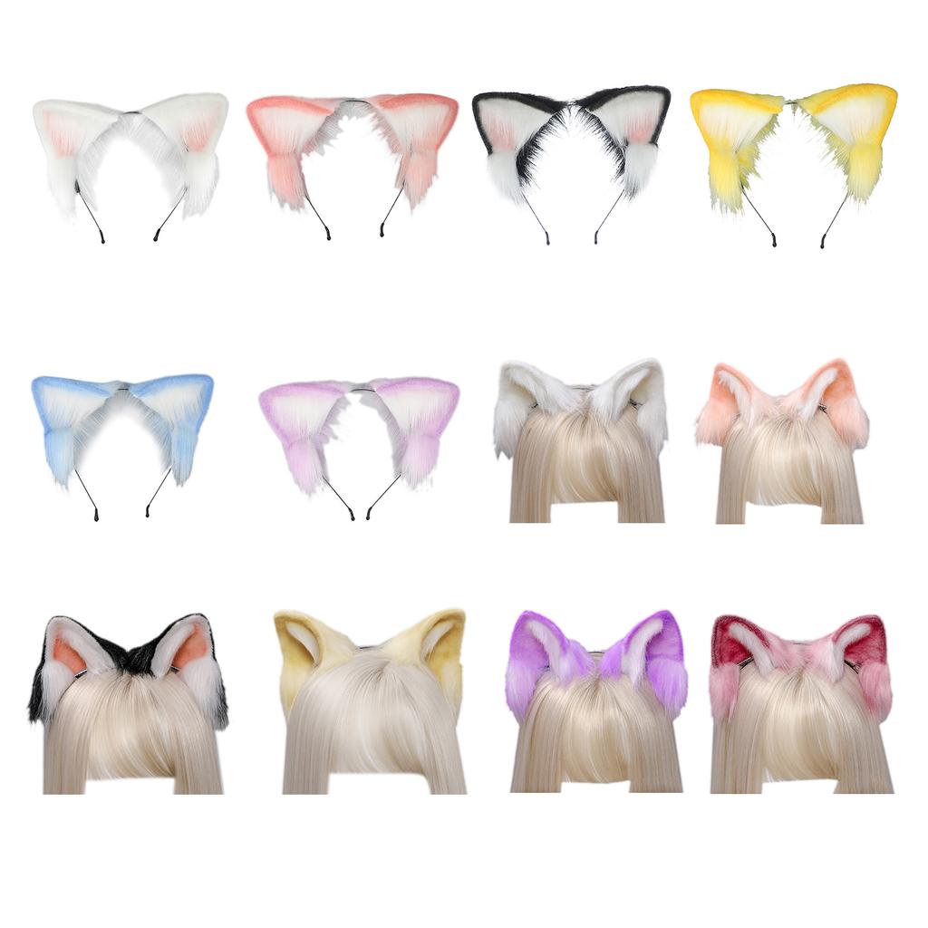 Furry Wolf Ear Headwear Cute Foxes Ears Headband Plush Hair Accessory Soft Hair Clip Animal Cosplays Accessories