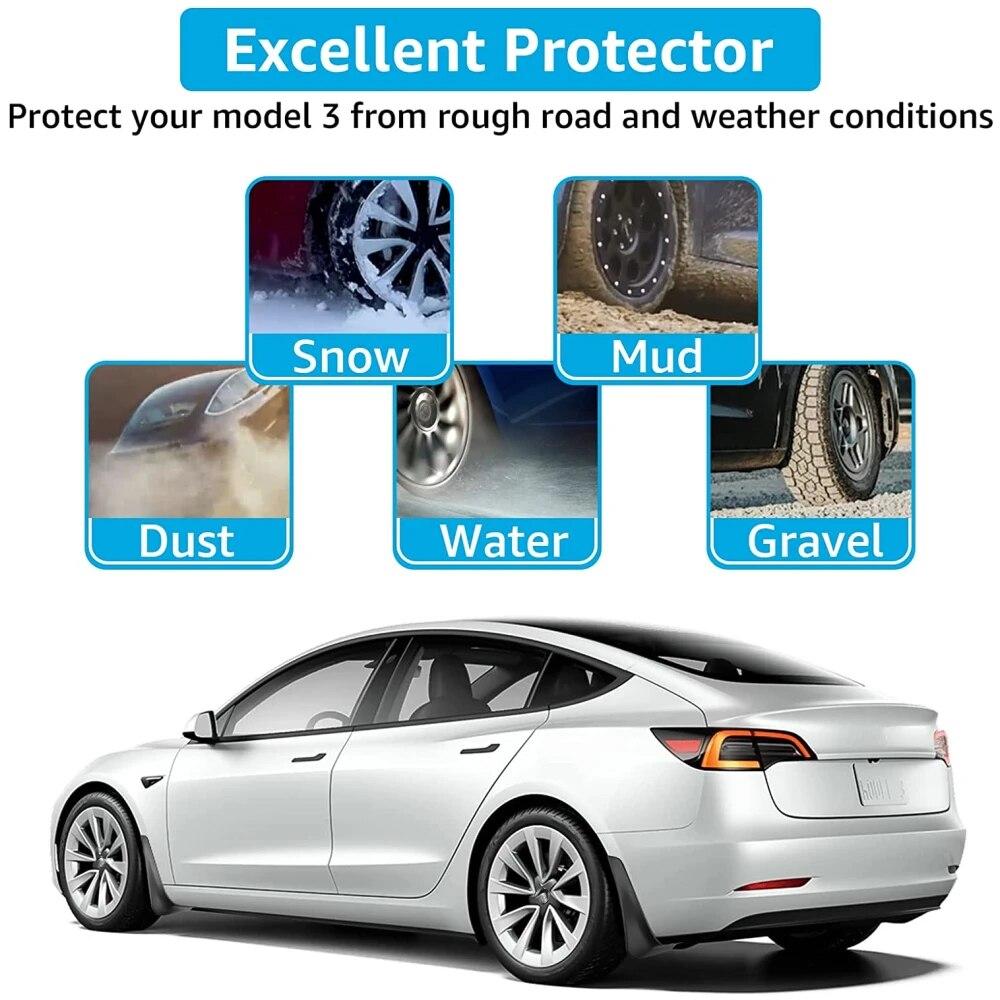 4PCS Mud Flaps For Tesla Model 3 2017 2018 2022 2023 Front Rear Splash Guards Fender Kit