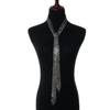 Trendy Black Rhinestone Mesh Tie with Sequins for Nightclub and Evening Wear