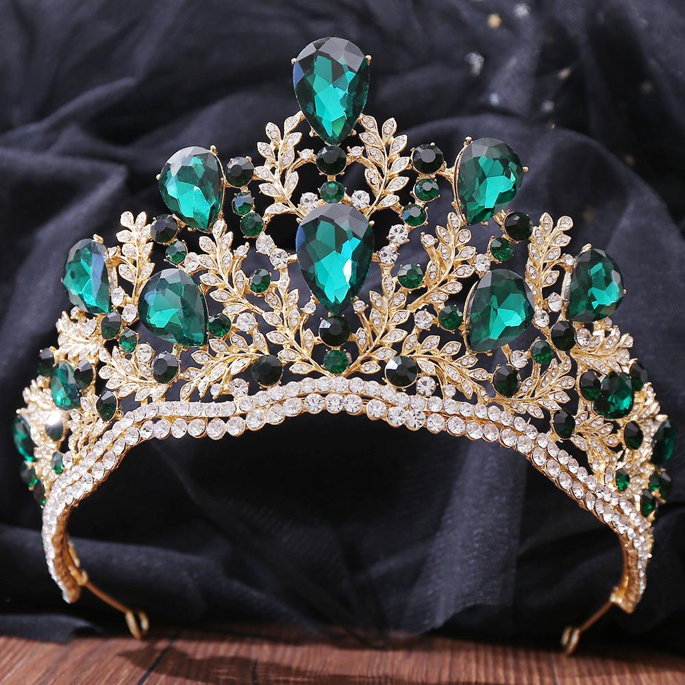Queen Crowns Rhinestone Princess Tiaras Silver/Gold/Red/Green/Blue Rhinestone Show Headwear for Bridal Birthday Party Prom Halloween