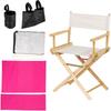 PATIKIL Director Chair Accessories Set, 5in1 Set Makeup Chair Canvas Replacement Kit and Portable Side Storage Bags, Hanging Mesh Bag, Rose Red