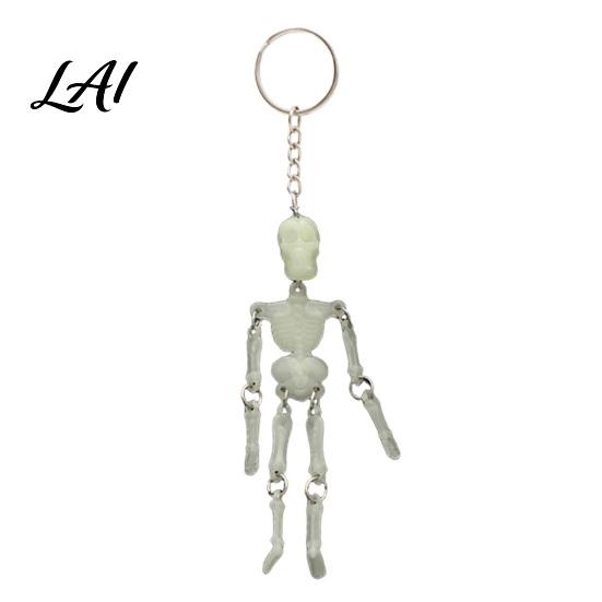 Gothic Skeleton Keychain Movable Joints Keychain Glow-in-the-Dark Keyring for Halloween Handbag Backpack Purse Charm Men Women Decorative