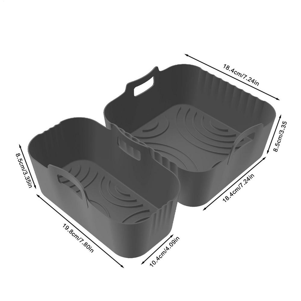 

Air Fryer Silicone Liners Silicone Air Fryer Basket Liners 2 Pieces Non-Stick Removable Reusable Tray Inserts Safe For Meat сірий колір
