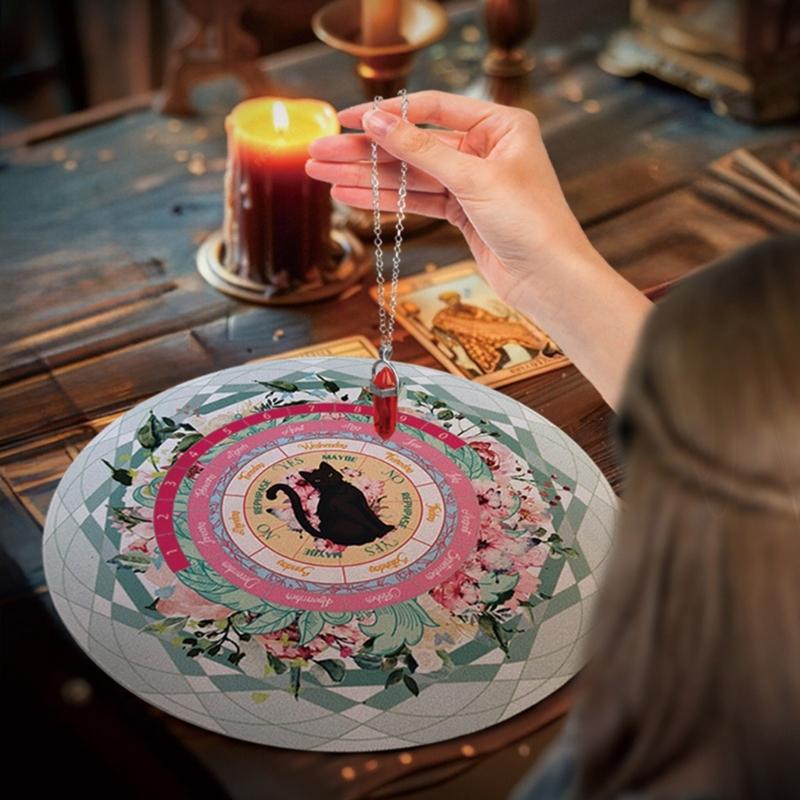 Dowsing Divinations Mat Mouse Pad Cats Pattern Rubber Tablecloth Desk Decoration Tarots Card Pad  for Party Board Game