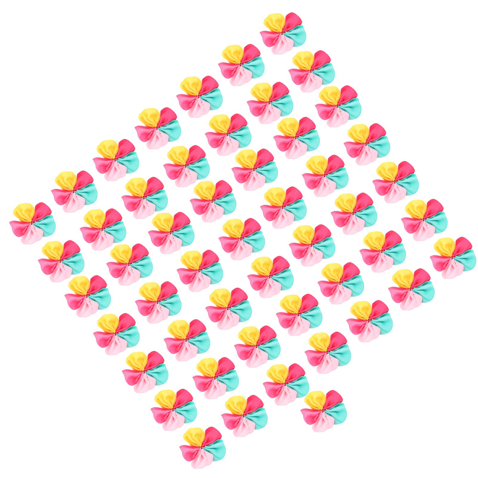 

50Pcs Colorful Ribbon Bowknot Cute Flower DIY Hair Accessory for All Ages of Women