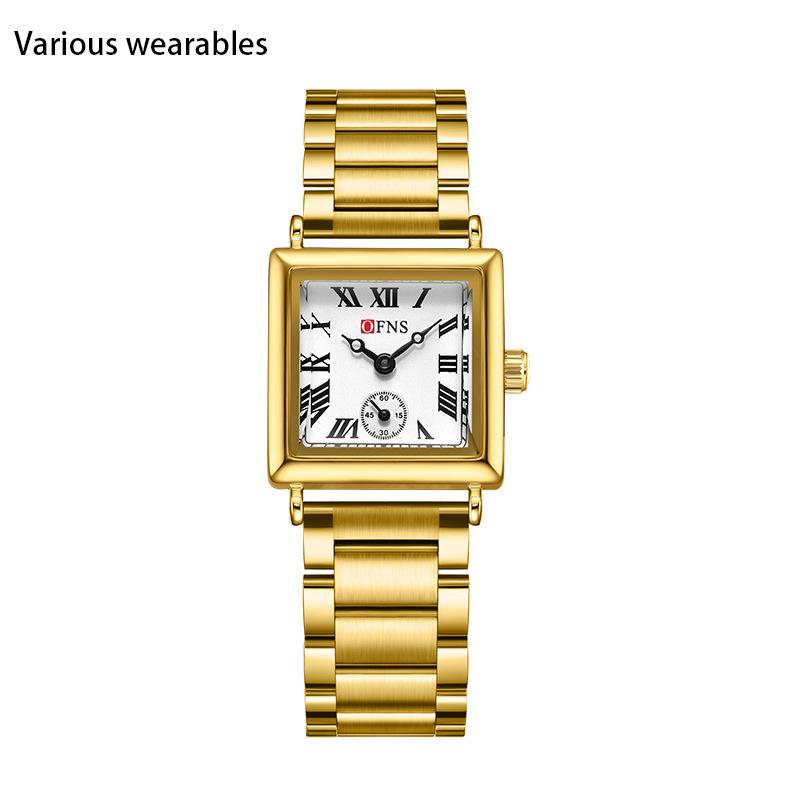 Quarzuhr Zweieinhalbzeigeranzeige Einfache Nischenuhr Quadratische römische Skala Quarz Damenuhr