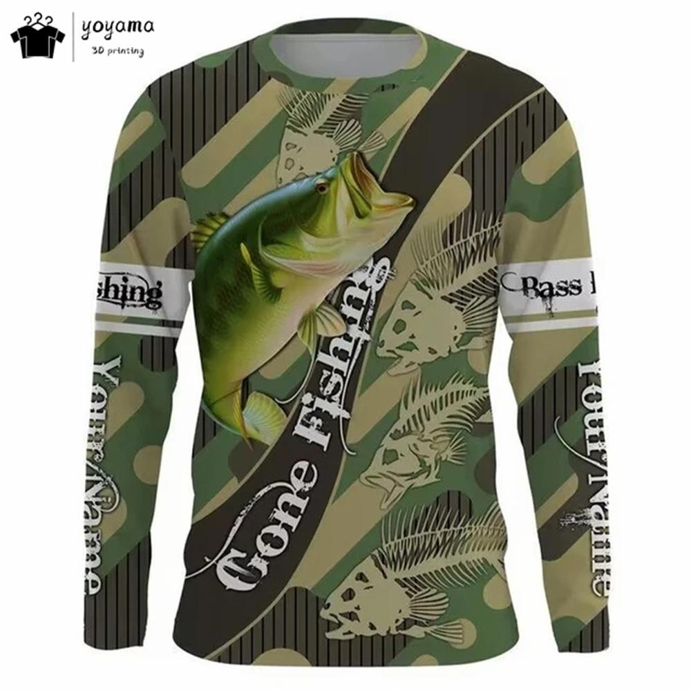 Classic Fish Print Graphic T shirts 3D Print Men's Clothing Street Casual T shirt Men Top Men's Long Sleeve T-shirt Mens Clothes