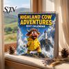 Functional Note Taking Planner 2027 Highland Cow Wall Calendar, 12-Month Adventure Themed with Spiral Yearly Goal Setting Journal Binding, Thick Paper