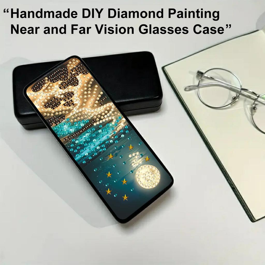 PU DIY Diamond Art Myopia Glasses Case Special Shape Diamond Painting Hyperopia Glasses Box for Daily Commute Travel Carrying
