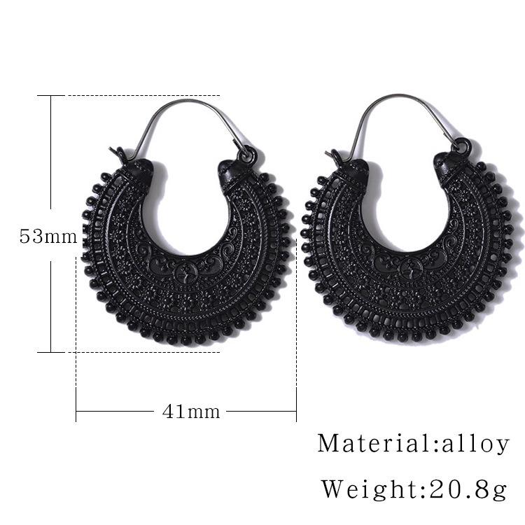 Damskie Retro Bohemia Rzeźbione Kwiatowe Puste Wiszące Kolczyki Modna Biżuteria Prezent