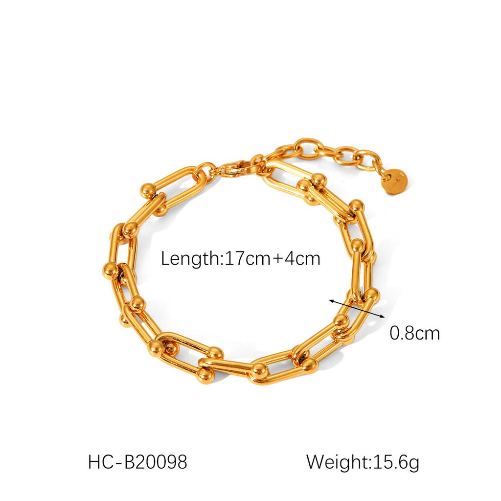 Fashion Fine 14inch U-shaped Horseshoe Buckle Stainless Steel Non-fading Link Chains for Women