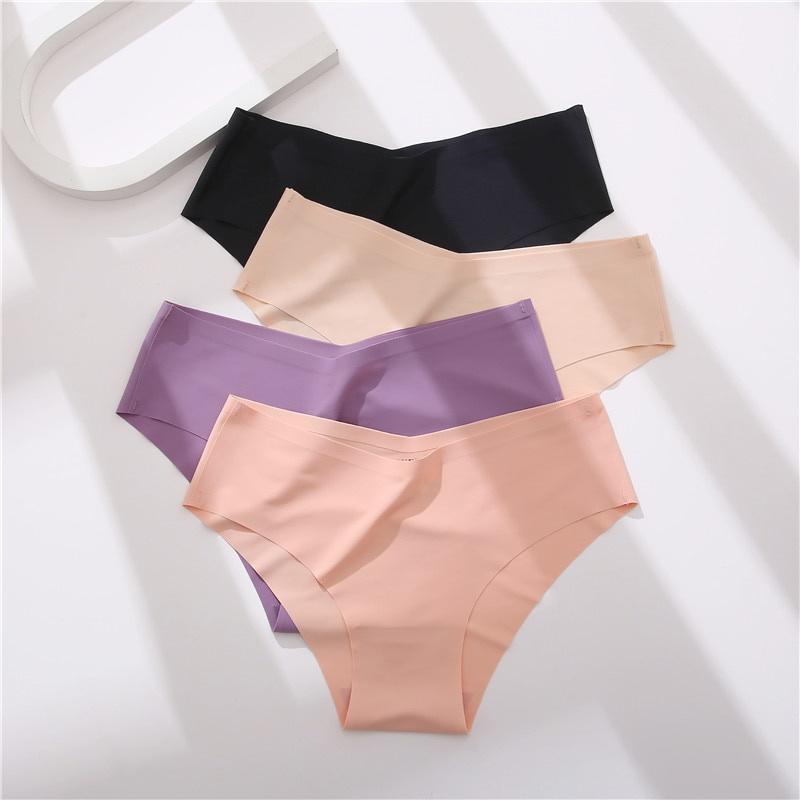 FINETOO Seamless Panties Women Sexy V Waist Briefs M-2XL Plus Size Underwear Comfortable Ladies Underpants Lingerie