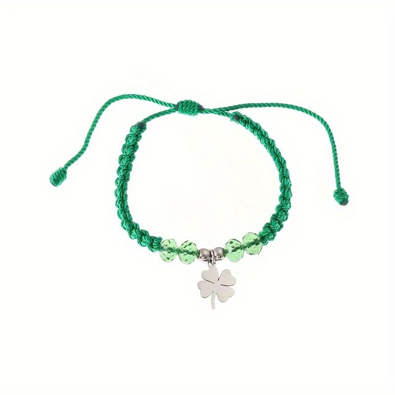 Four Leaf Clover Woven Hand Rope, Symbolizing Luck, Simple and Versatile Couple Style Unisex Trendy Bracelet.
