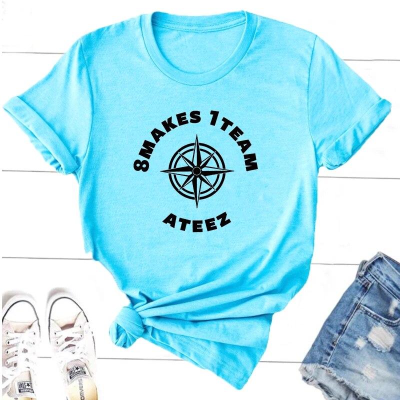 Ateez Fellowship Break The Wall T Shirts Kpop Round Neck Short Sleeve T Shirt Korean Fashion Streetwear Fans Clothes K-pop Tops Unisex