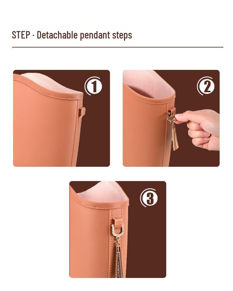 Women's Waterproof High-Top Rain Boots - Non-Slip, Wear-Resistant, Low Heel, Korean Style, Four Seasons Outdoor Use