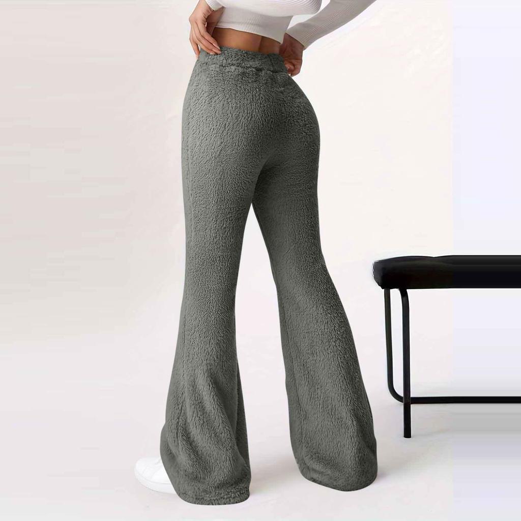 2025 Women's Wide-Leg Warm Plush Elastic Waist Pants