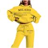 MILANO Plus Size Trendy Fleece Sweatshirt Set with Letter Print for Women