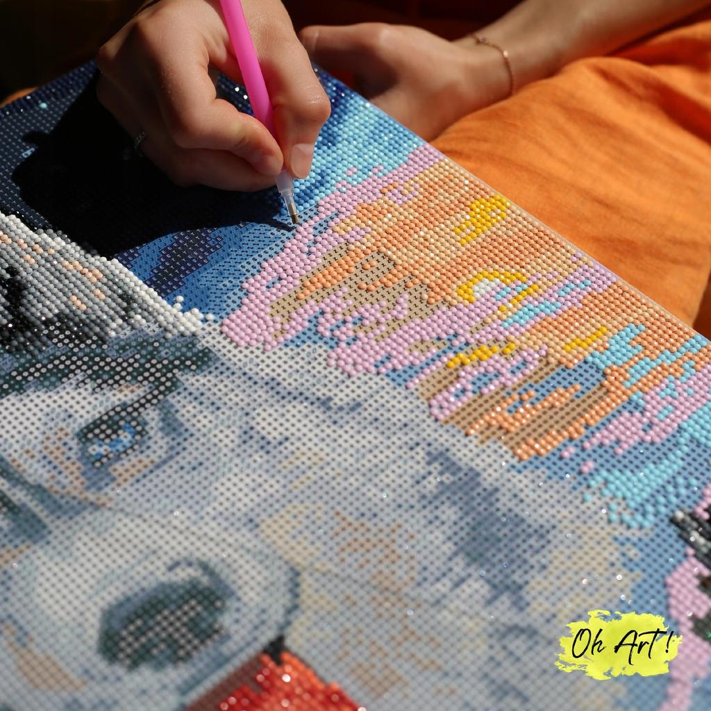Haft diamentowy 5d z ramką dla dzieci kot diamond painting 20x30 oh art!