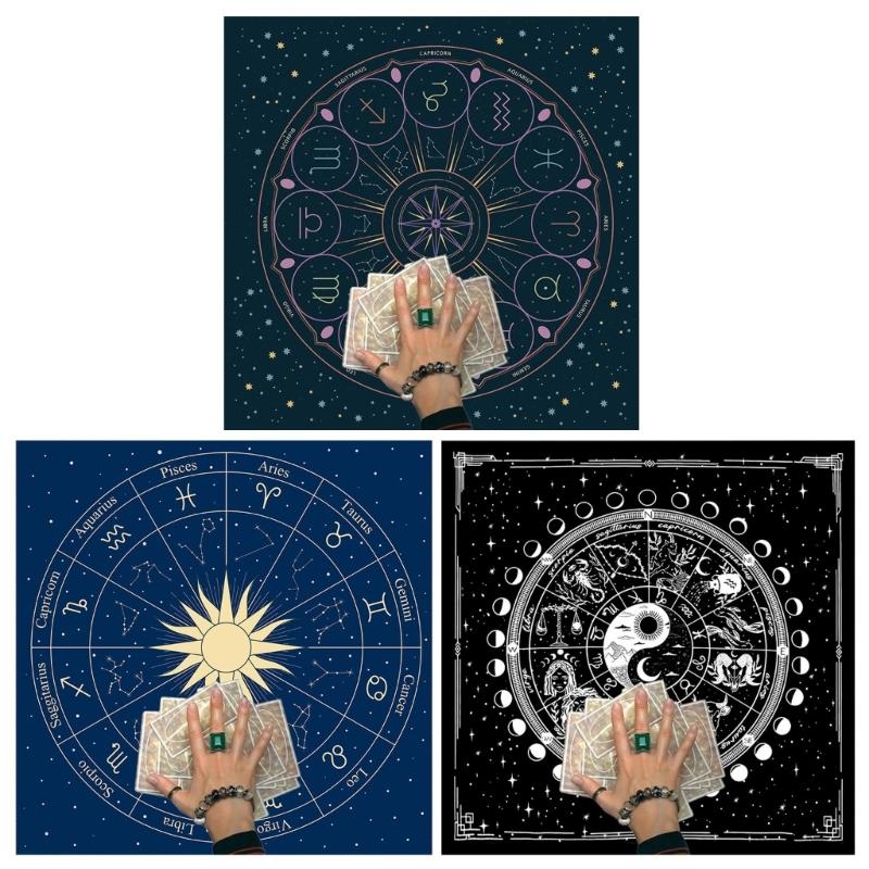 12 Constellations Astrologys Tablecloth Altars Cloth Square Divinations Cards Table Cloth Witchcrafts Deck Cloth Endurin