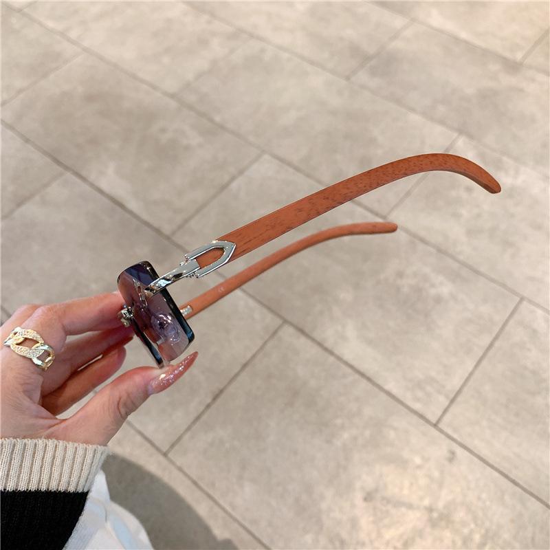 Trendy Rimless Square Sunglasses: Unisex Metal Cut-edge Design