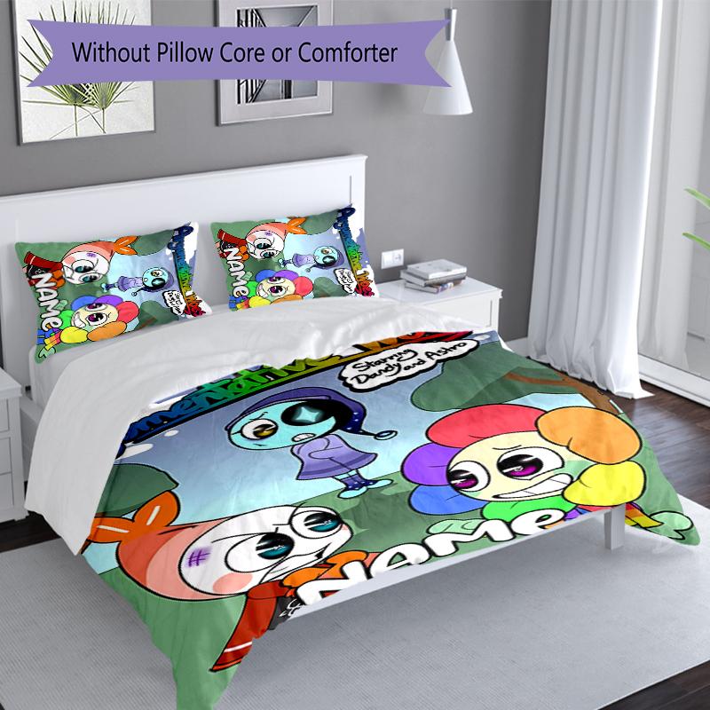 3pcs Custom Name Game Dandy's World Bedding Set,Includes 1 Duvet Cover and 2 Pillowcases,All-season Bedroom Decor