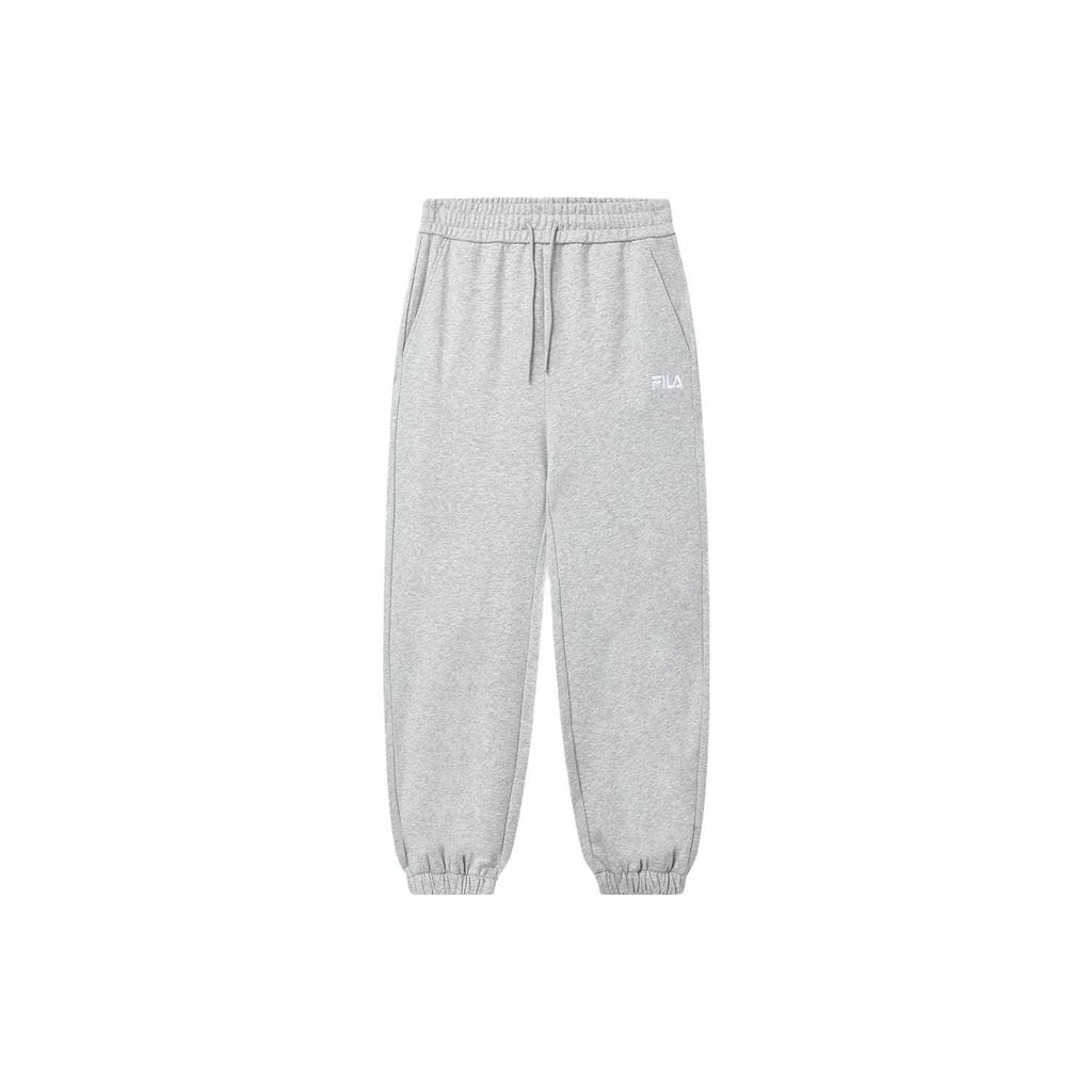 Fila Solid Color Drawstring Knitted Sports Pants Women Bottoms Cloud-Gray Flower-Gray F51W319699FMG